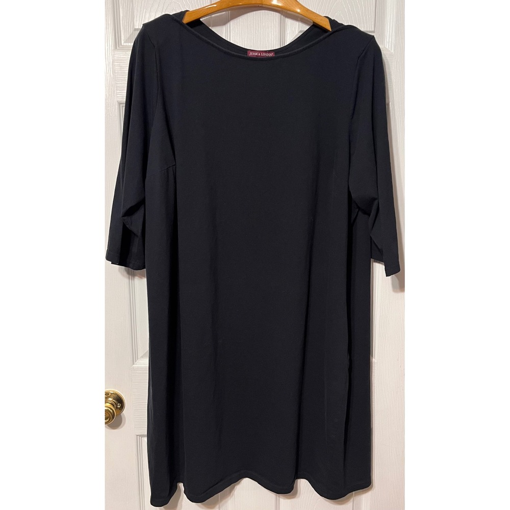 Jessica London Black 3/4 Sleeve‎ T-shirt Tunic Dress Plus Size 28